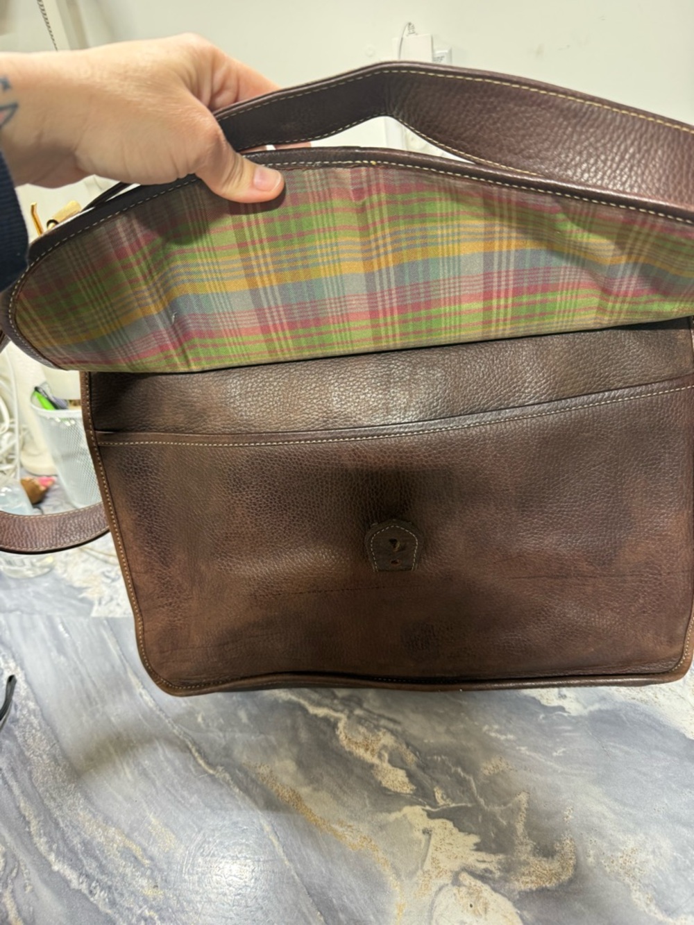 MULBERRY  Brown Leather Buckle Messenger Laptop Bag - Picture 12 of 16